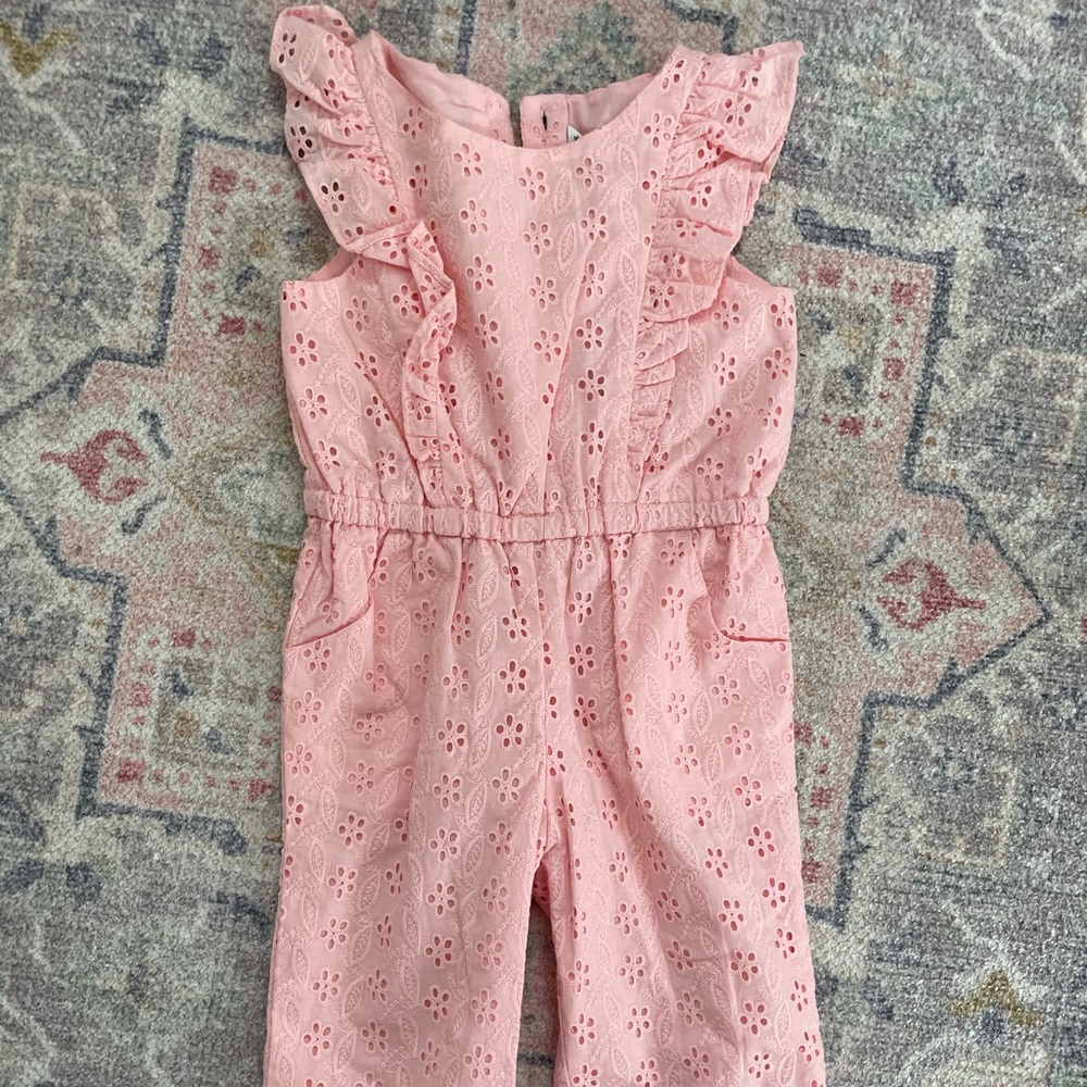 Janie & Jack Pink Eyelet Romper